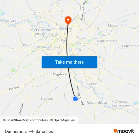Dannemois to Sarcelles map