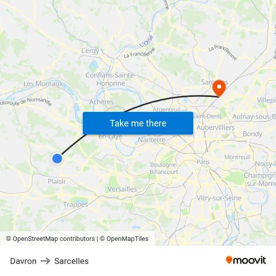 Davron to Sarcelles map