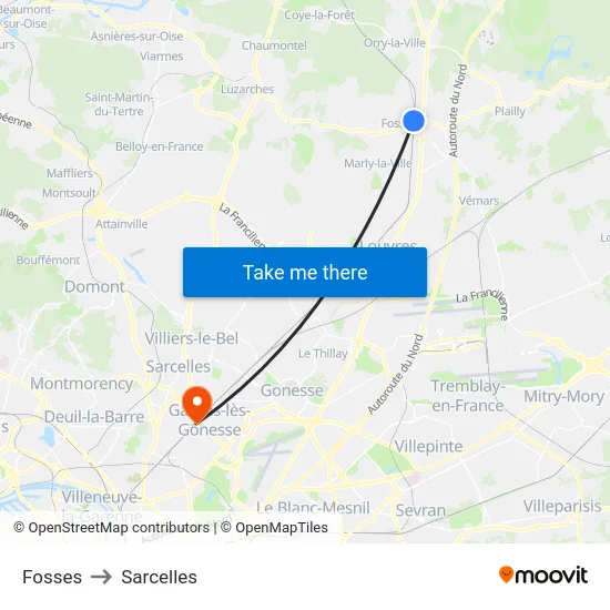 Fosses to Sarcelles map