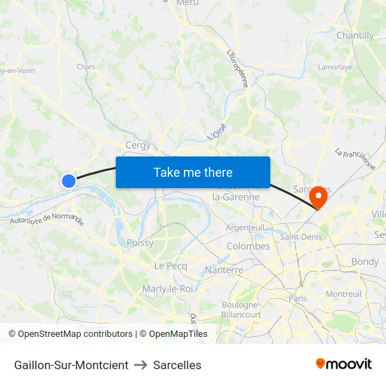 Gaillon-Sur-Montcient to Sarcelles map