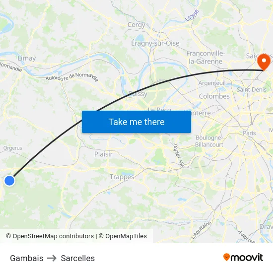 Gambais to Sarcelles map