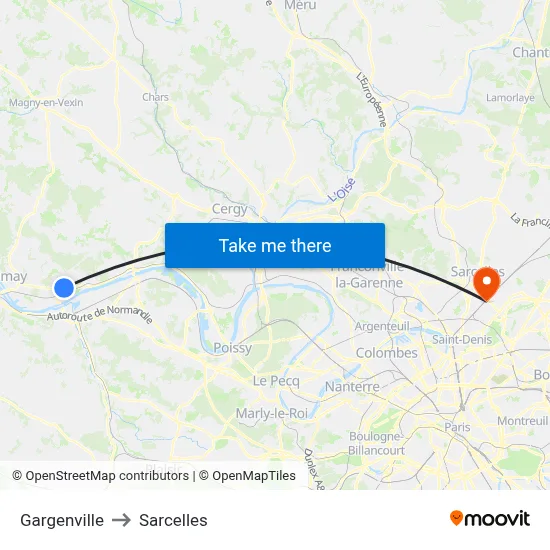 Gargenville to Sarcelles map