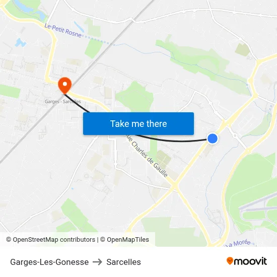 Garges-Les-Gonesse to Sarcelles map