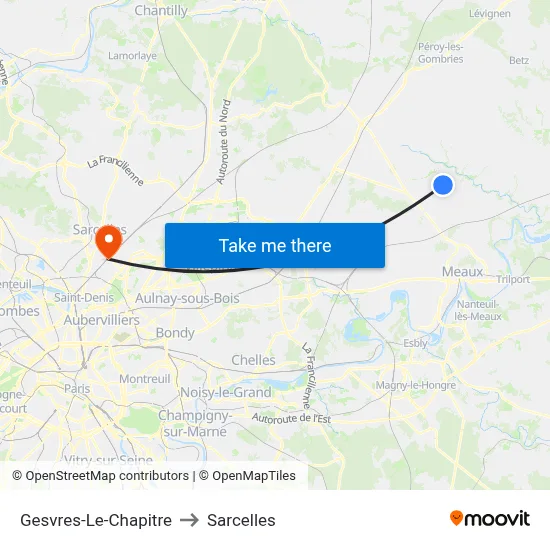 Gesvres-Le-Chapitre to Sarcelles map