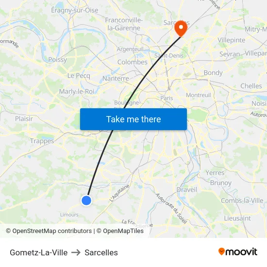 Gometz-La-Ville to Sarcelles map