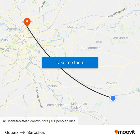 Gouaix to Sarcelles map