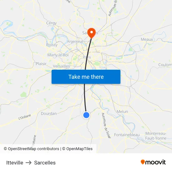 Itteville to Sarcelles map