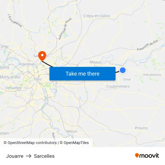 Jouarre to Sarcelles map