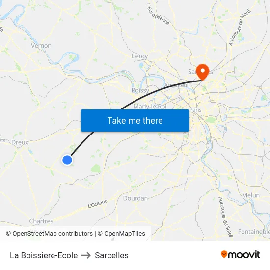 La Boissiere-Ecole to Sarcelles map