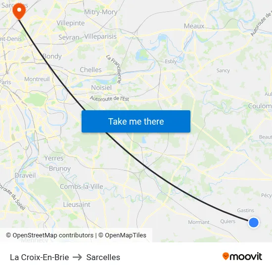 La Croix-En-Brie to Sarcelles map