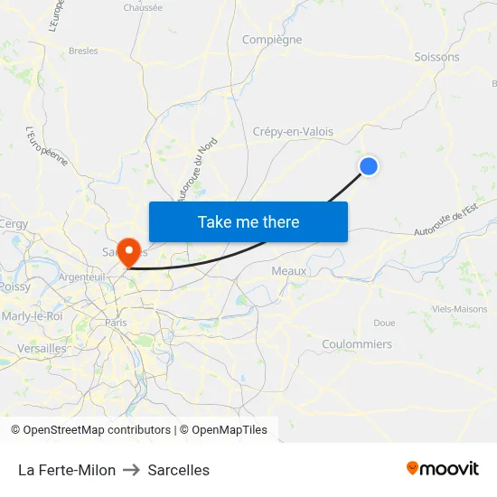 La Ferte-Milon to Sarcelles map
