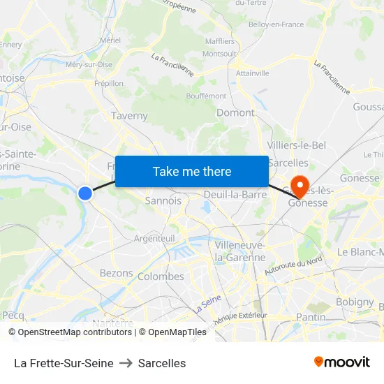 La Frette-Sur-Seine to Sarcelles map