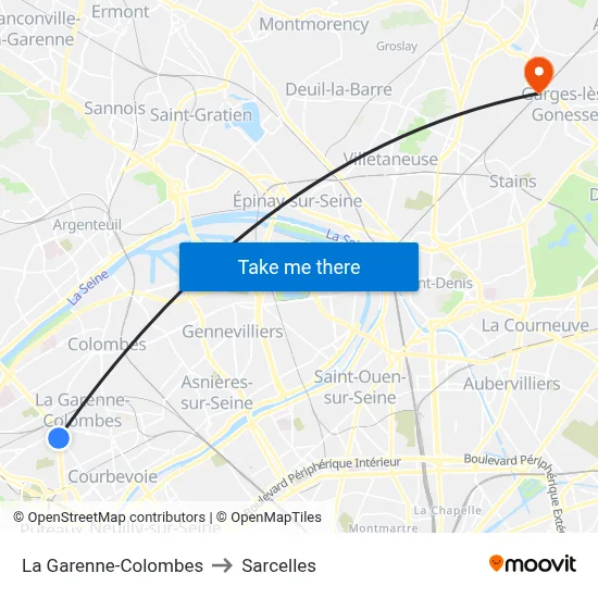 La Garenne-Colombes to Sarcelles map