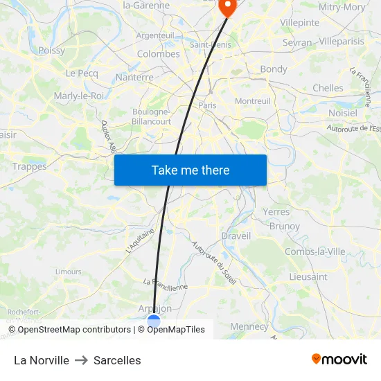 La Norville to Sarcelles map