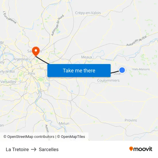 La Tretoire to Sarcelles map