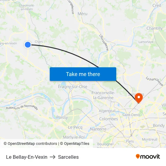 Le Bellay-En-Vexin to Sarcelles map
