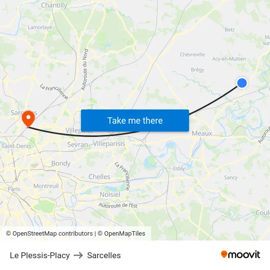 Le Plessis-Placy to Sarcelles map