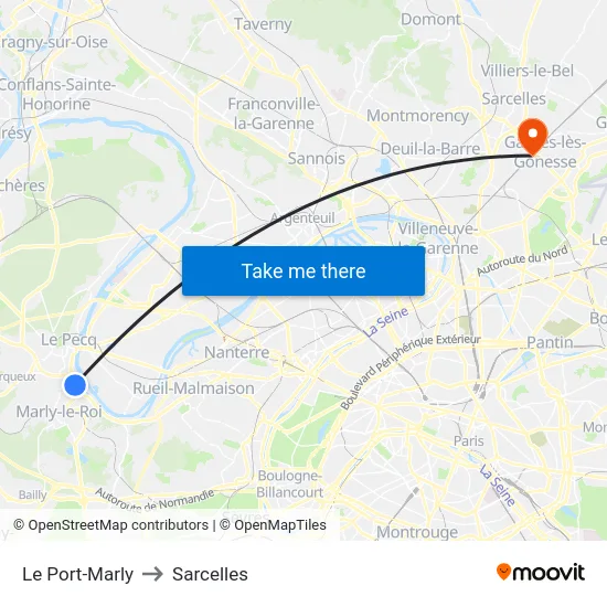 Le Port-Marly to Sarcelles map