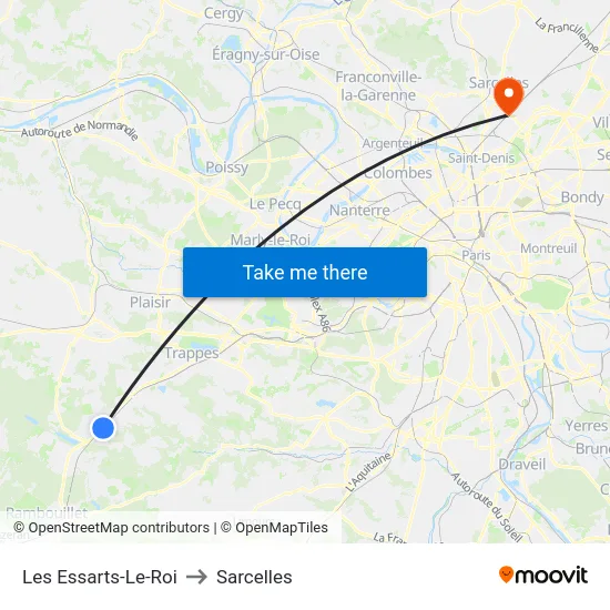 Les Essarts-Le-Roi to Sarcelles map