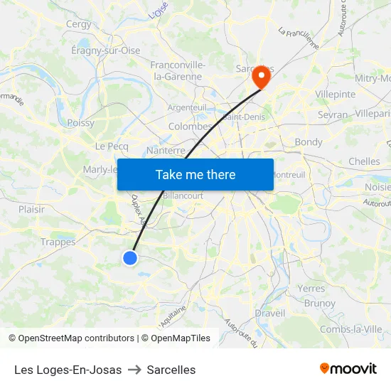Les Loges-En-Josas to Sarcelles map