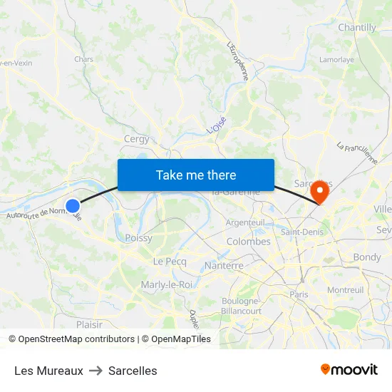 Les Mureaux to Sarcelles map