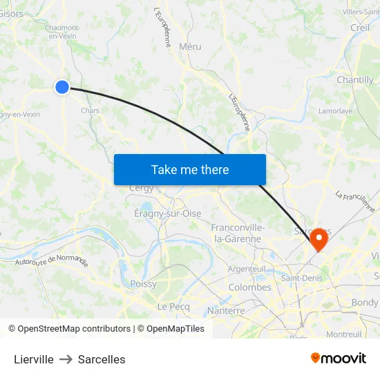 Lierville to Sarcelles map
