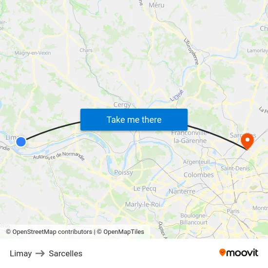 Limay to Sarcelles map