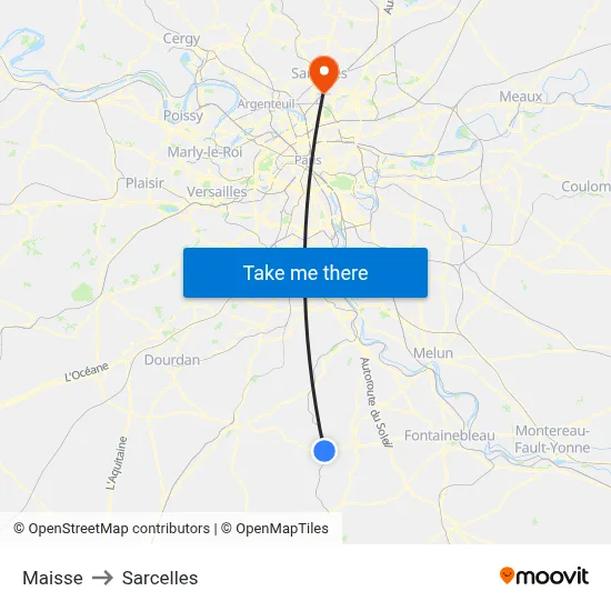 Maisse to Sarcelles map