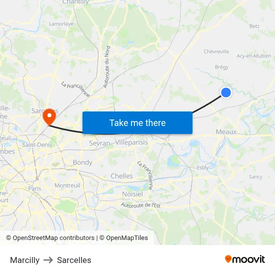 Marcilly to Sarcelles map