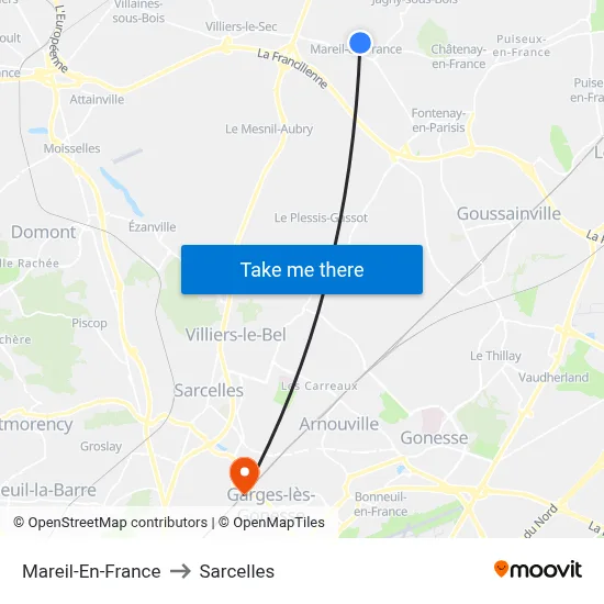 Mareil-En-France to Sarcelles map
