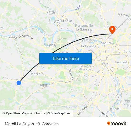 Mareil-Le-Guyon to Sarcelles map