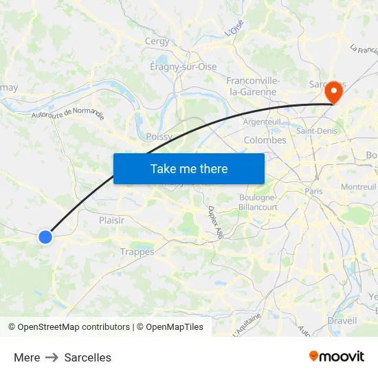 Mere to Sarcelles map
