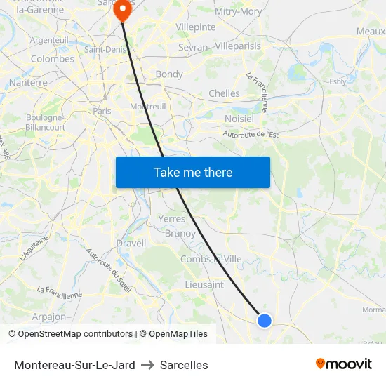 Montereau-Sur-Le-Jard to Sarcelles map