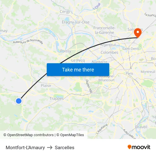 Montfort-L'Amaury to Sarcelles map