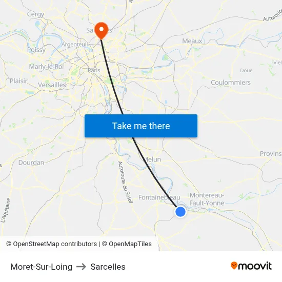 Moret-Sur-Loing to Sarcelles map