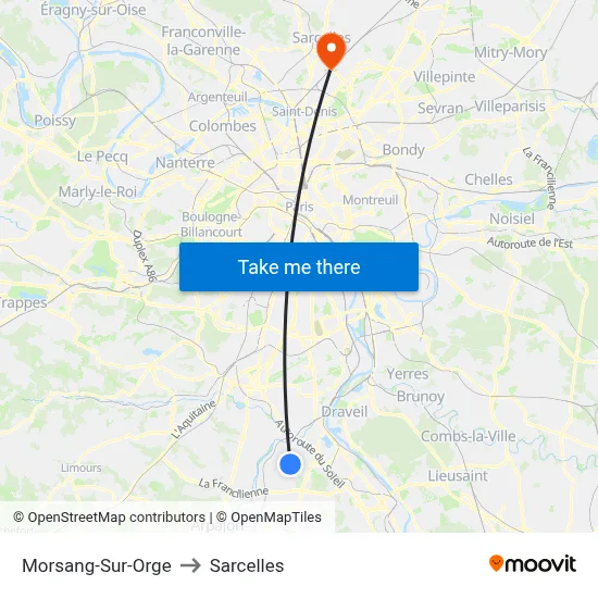 Morsang-Sur-Orge to Sarcelles map