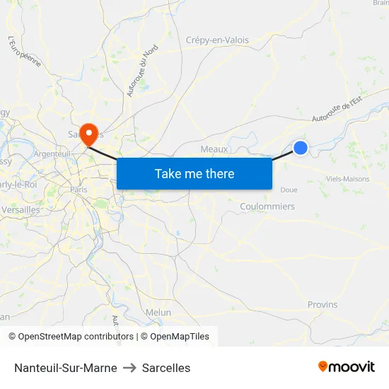 Nanteuil-Sur-Marne to Sarcelles map