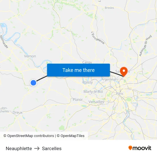 Neauphlette to Sarcelles map