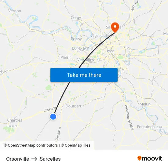 Orsonville to Sarcelles map