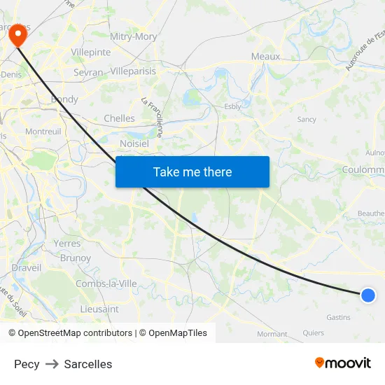 Pecy to Sarcelles map