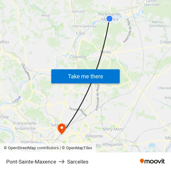 Pont-Sainte-Maxence to Sarcelles map