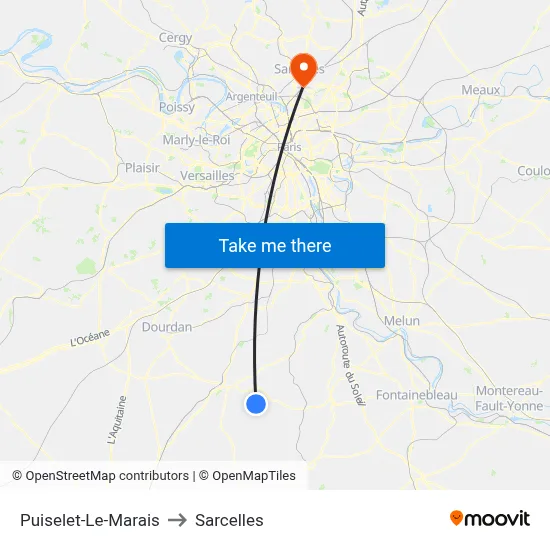 Puiselet-Le-Marais to Sarcelles map