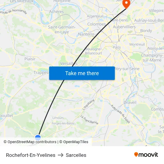 Rochefort-En-Yvelines to Sarcelles map