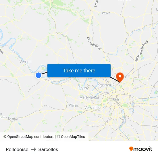 Rolleboise to Sarcelles map