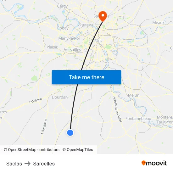 Saclas to Sarcelles map
