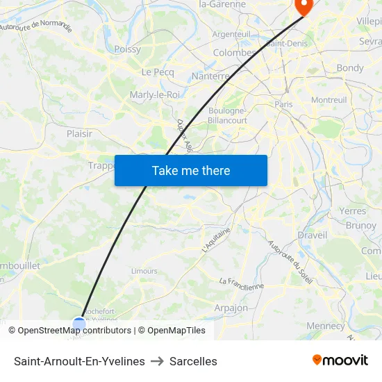 Saint-Arnoult-En-Yvelines to Sarcelles map