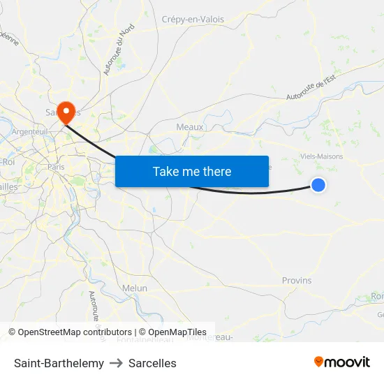Saint-Barthelemy to Sarcelles map