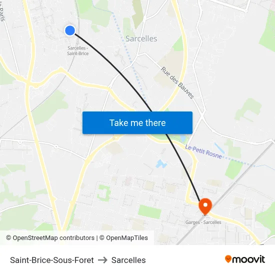 Saint-Brice-Sous-Foret to Sarcelles map