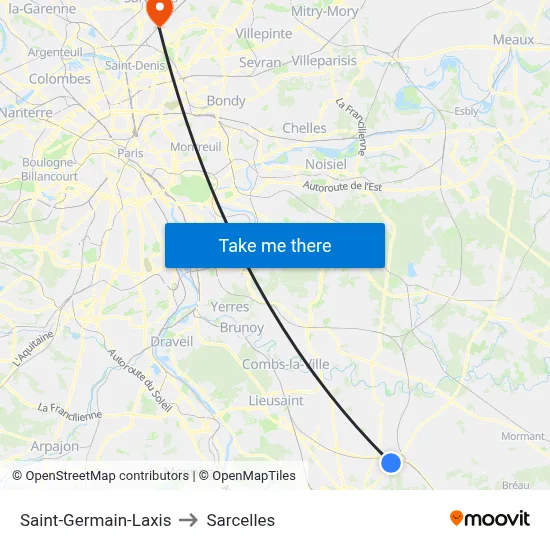 Saint-Germain-Laxis to Sarcelles map