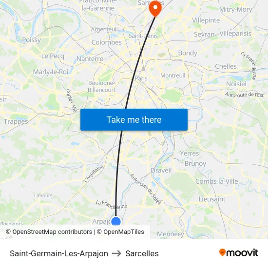 Saint-Germain-Les-Arpajon to Sarcelles map